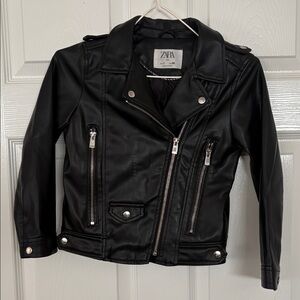 Zara Childs Sleek Black Biker bomber Jacket